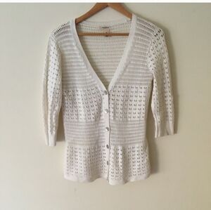 DKNY Ivory Crochet Sweater